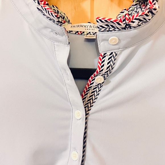 Fairway & Greene Rosie Ruffle Dream Blue Golf Shirt M NWT - Picture 7 of 9